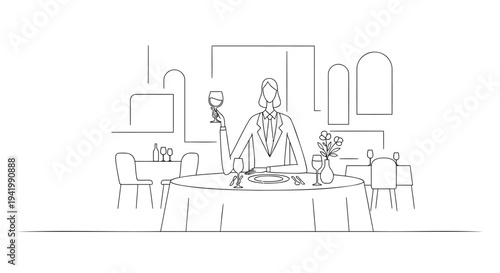Vector illustration of a waiter in a restaurant