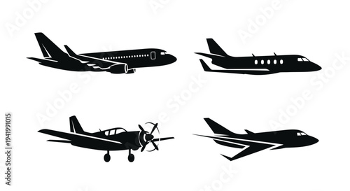 Sky Journey Pack – Minimal Airplane Silhouette Logo Set