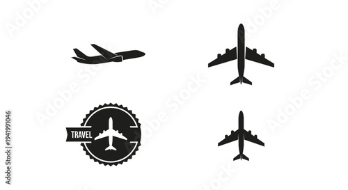Sky Journey Pack – Minimal Airplane Silhouette Logo Set