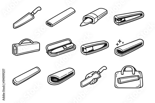 Clean tip concept smooth secure magnetic icon knife sheath vector channel accessory