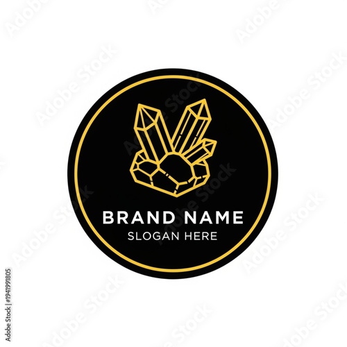 Crystal logo template with brand name and slogan placeholder.