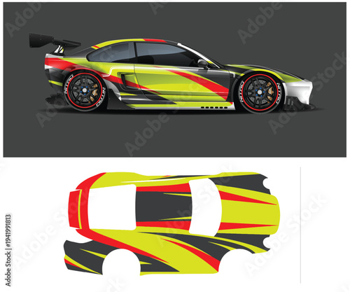 Yellow red and black car decal design and application