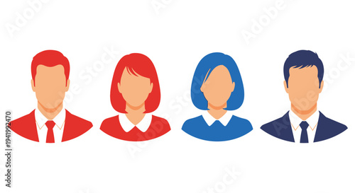 Four faceless figures in vibrant colors a modern graphic silhouette