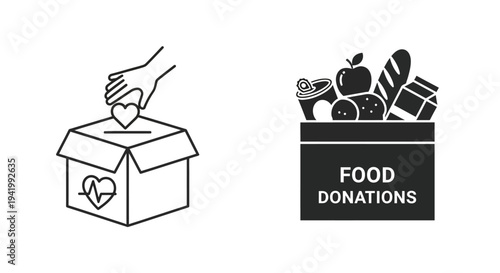 Donating food and gifts to those in need a caring silhouette