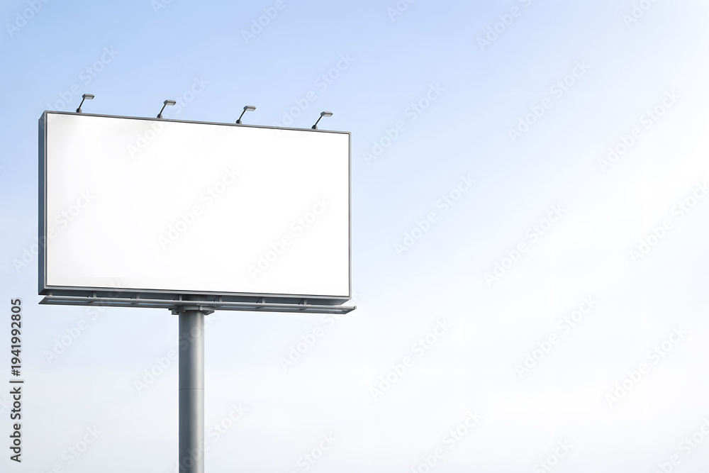 Obraz premium Blank White Billboard Outdoor Advertising Space Against Blue Sky