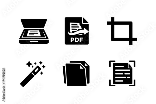 Collection of document processing and editing icons for digital applications