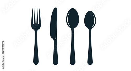 Black cutlery set illustration a minimalist design silhouette