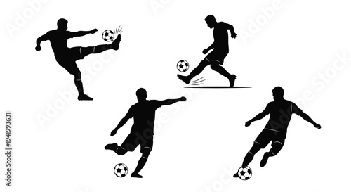 Dynamic soccer players in action exhibiting athletic prowess silhouette