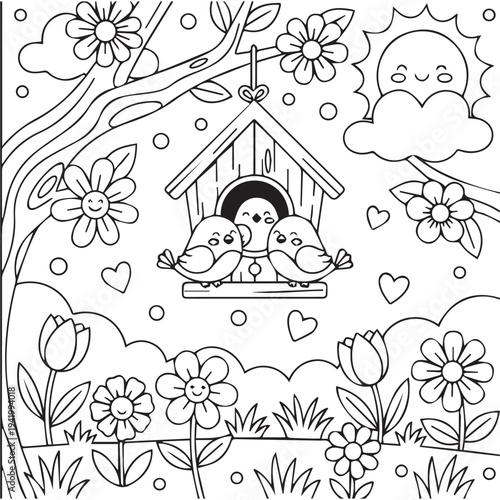 Canvastavla Bold and Easy Cute Spring Coloring Pages