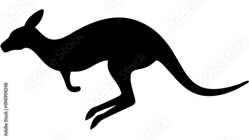 kangaroo black silhouette icon, jumping animal silhouette, transparent background