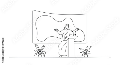 Vector illustration of a man giving a presentation