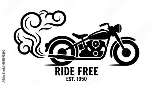 Black and White Motorcycle Graphic Illustration.