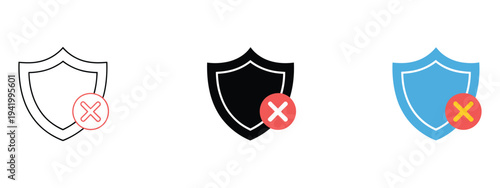 Shield with cross icon, symbolizing protection and  simple and straightforward design, vector set of icons in line, black, and solid styles, scalable for security apps