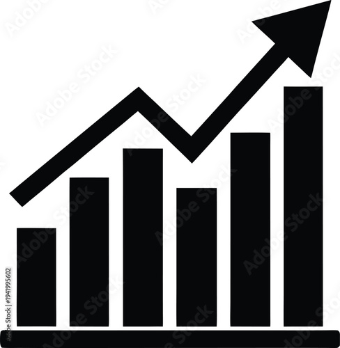 Business Financial Growth Bar Graph Silhouette Icon