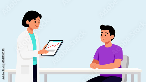 Doctor show tablet screen to patient