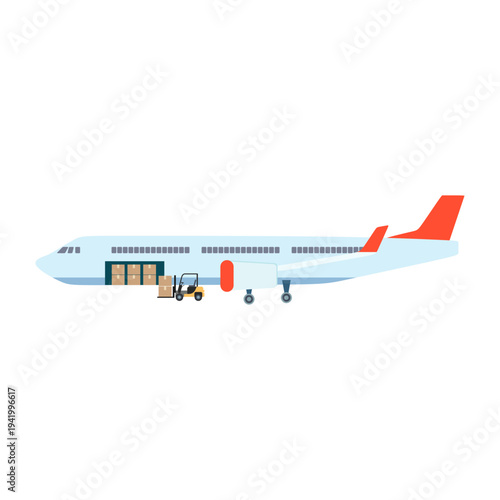 Flat cargo plane vector illustration. Air freight transport vehicle icon isolated on white background.