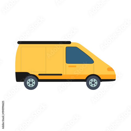 Flat delivery van vector illustration. Commercial shipping vehicle icon isolated on white background.