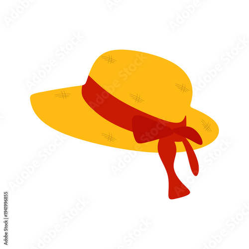 Wide-brimmed straw beach hat accessory for summer travel