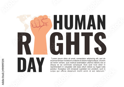 Human Rights Day banner with clenched fist showing power and resistance