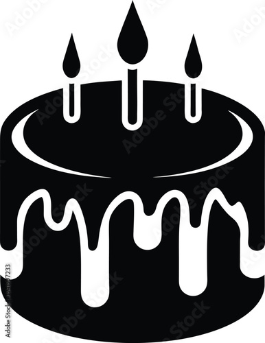 Dripping Frosting Birthday Cake with Candles Silhouette Icon
