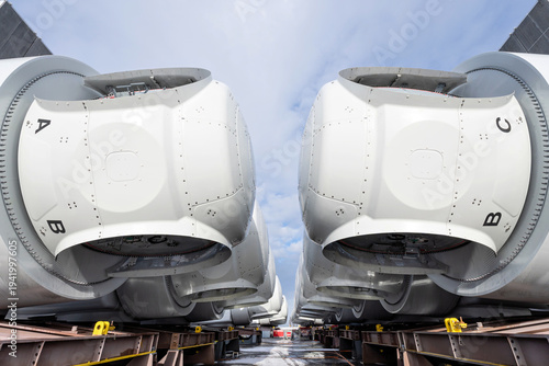 offshore wind turbine nacelles at production plant