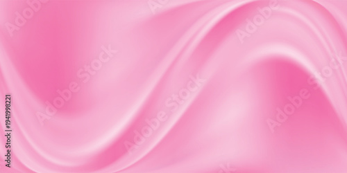Pink strawberry yogurt or ice cream surface texture with wave pattern. Milk creamy sweet fruit and berry product. Soft and frozen sorbet or dairy pudding smooth top. Realistic vector background.