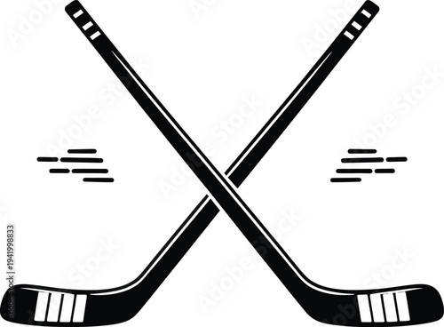 Crossed ice hockey sticks vector illustration for sports logos, emblems, and graphic design