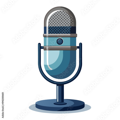 Retro Vintage Microphone Vector Illustration Classic Radio Mic Icon in Flat Design
