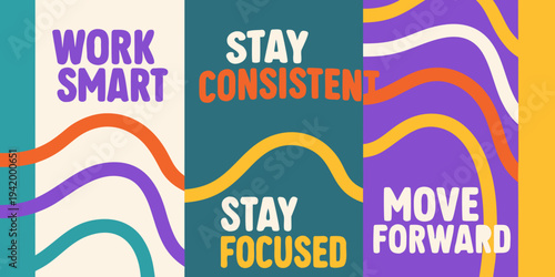 Motivational poster with colorful blocks and positive affirmations