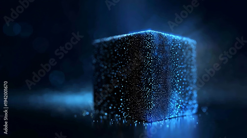 Abstract 3D rendering of a luminous cube, perfect for technology and science related topics