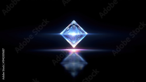 Abstract diamond crystal with reflection