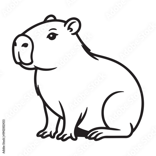 A charming capybara illustration sits in a relaxed pose presented as a silhouette