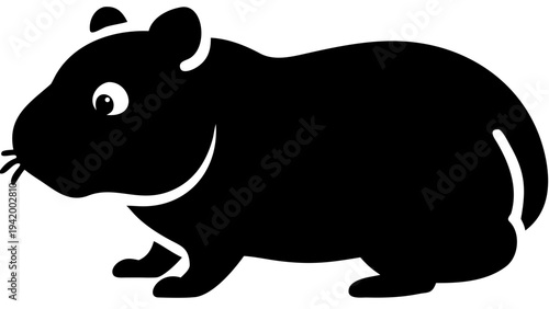 hamster black silhouette icon, cute pet animal silhouette, transparent background