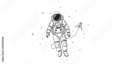 Astronaut in Space Suit Floating.