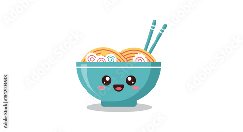 Cartoon bowl of sushi smiling face.