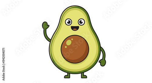 Cartoon Avocado Character With Face.