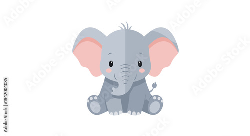 Cute Gray Elephant Cartoon Character.