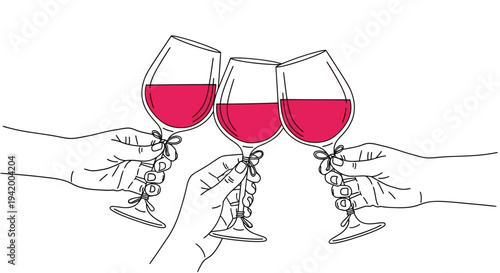 Hands holding wine glasses making a toast