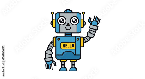 A cartoon robot waving hello friendly.