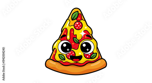 Cartoon Pizza Slice With Face.