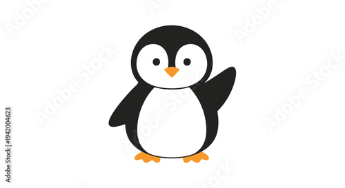 Cute Cartoon Penguin Character Design.