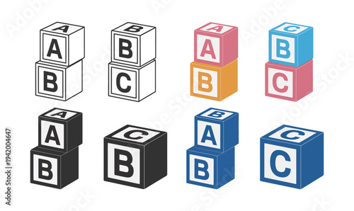 Set of ABC Alphabet Toy Blocks with Colorful and Minimalist Wooden Cubes for Preschool Education and Early Childhood Learning