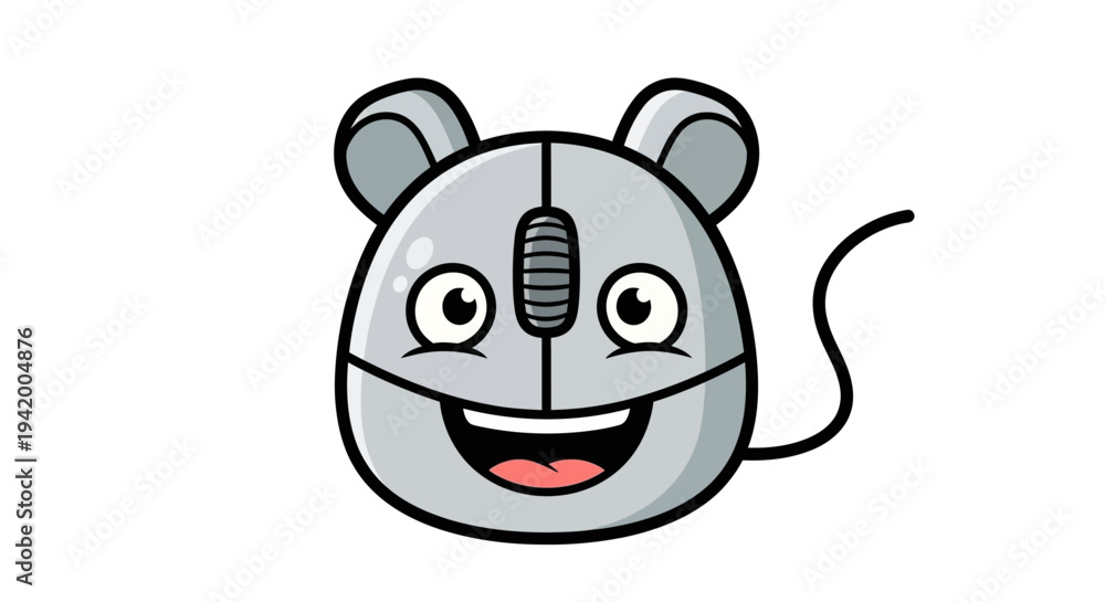 Naklejka premium Smiling Computer Mouse Cartoon Character.