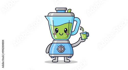 Blender Cartoon Character Holding Smoothie.