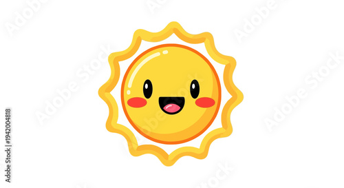 Smiling Sun Cartoon Character Face.