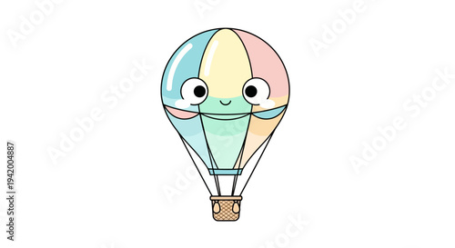 Colorful cartoon hot air balloon face.