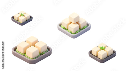 Tofu slices on a tray