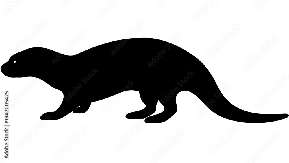 Fototapeta premium otter black silhouette icon, river animal silhouette, transparent background
