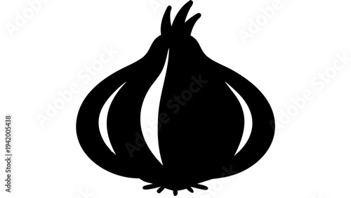 onion black silhouette icon, kitchen vegetable silhouette, transparent background