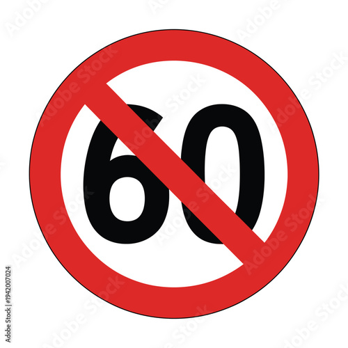 A traffic sign prohibits speeds over 60 kilometers per hour.